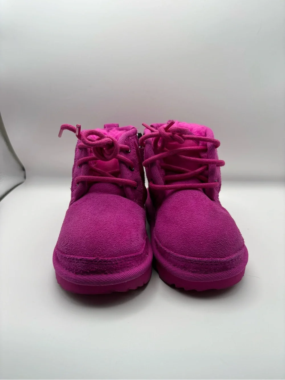 UGG Kids Vibrant Pink Lace-Up Zip Booties